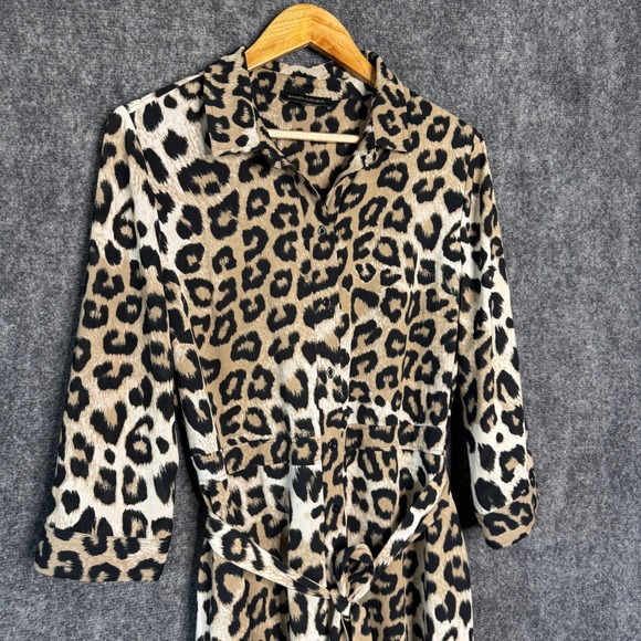 Banana Republic Dress Leopard Print Maxi Shirt Women 14 Classic Elegant Mobwife - Picture 4 of 12